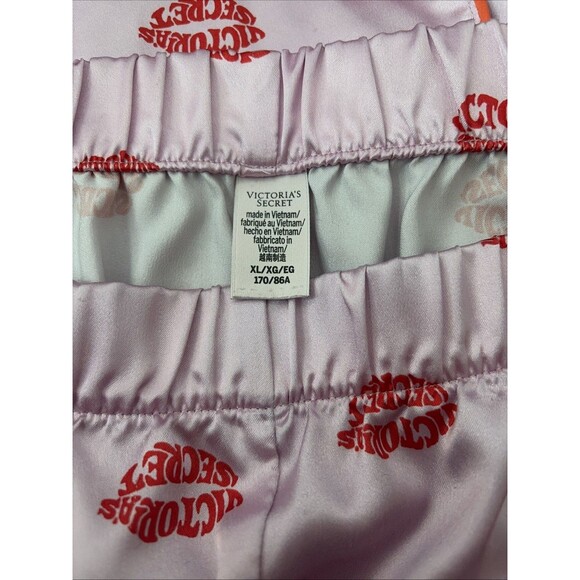 Victorias Secret AFTERHOURS LIPS Silky SATIN Pajama Set Size XL Pink - Picture 5 of 6